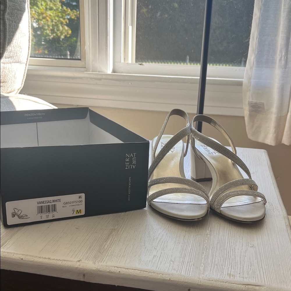 Naturalizer Silver Strappy Heels